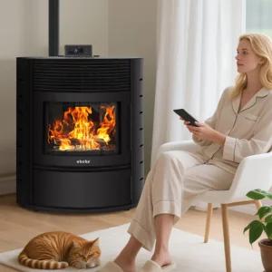 헤이로그 펠렛난로 불멍 연통 가정용펠릿난로 스마트 벽난로