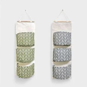 다용도 패브릭 벽걸이 포켓 수납함 3단 소품 보관주머니 수납함 3단수납