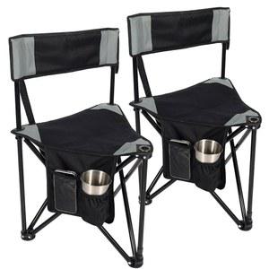 레드캠프 2팩 삼각대 캠핑 의자 접이식 경량, 휴대용 3족 등받이, 성인 낚시용 소형 골프 컴팩트, 블랙