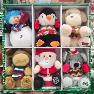 코스트코 크리스마스 봉제인형 오너먼트 장식 6개 세트 산타 눈사람 펭귄 테디베어 카페 소품