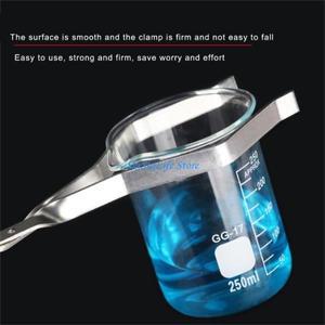 e65e 2pcs 실험실 비이커 집게 금속 Beaker 클립 및 화학 실험을위한 미끄럼 방지 그립