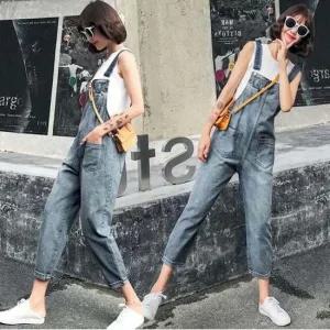 여자 데님 멜빵바지 청 오버롤즈 점프수트 캐주얼