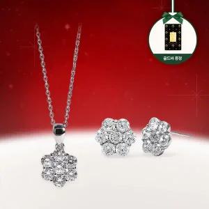 [골드앤] 14K 블라썸 목걸이+귀걸이 랩다이아 세트(골드바 0.05g 증정)