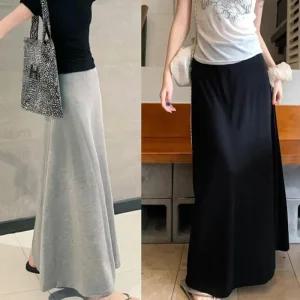 [라일리여성의류] Rly 여자 깔끔 무지 스타일 A라인 허리 탄탄 밴딩