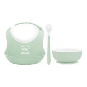 베이비뵨 베이비 유아용 이유식 3종 파우더그린 피딩세트 / 턱받이 빕 (스몰), 스푼, 볼 그릇