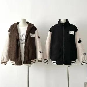 [라일리의류] Rly 여성 겨울 뽀글이 후리스 오버핏 야구점퍼 L J