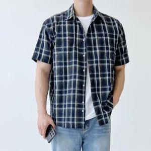 [라일리의류] Rly 남성 여유핏 아우터 린넨 코튼 오버핏 여름 체크