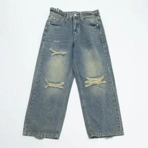 남자 디스트로이드 워싱 구제 논스판 청바지