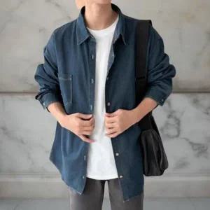 [옷자락]남성 클래식 포켓 대형 사이즈 청셔츠