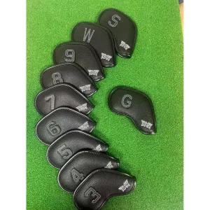 10개입 PXG 골프 아이언 헤드 커버 스컬 No26 고급 가죽 마그네틱 39+WSG