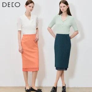 데코 레이온 혼방 플리츠 H라인 스커트