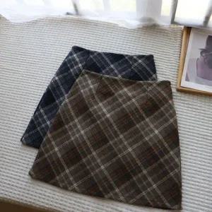 어반윈터 포근한 울체크 미니 스커트