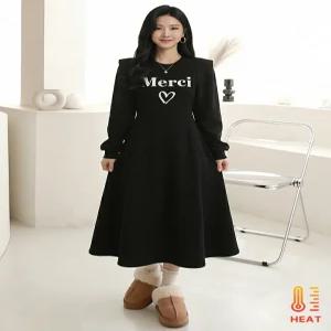 [플로우랩][플로우랩] 영문 레터링 플레어 기모 원피스_FLOP003W25