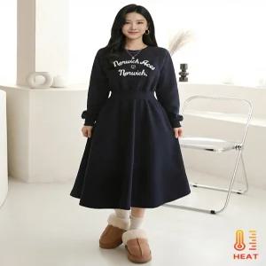 [플로우랩][플로우랩] 기모 레터링 웨이스트 플레어 원피스_FLOP002W25