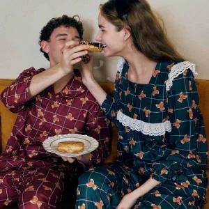 [솔브]커플 파자마 테디베어 체크 (SPA2532WSPA2532M)_s