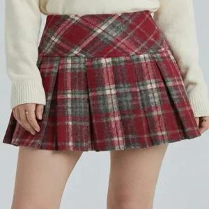 [플로우랩] 체크 플리츠 울터치 치마바지_FLPS006W25