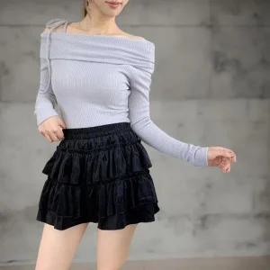 [다잇템] 여성 포근 티어드 쁘띠 코듀로이 키치무드 프릴 스커트