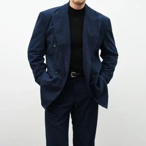 [다잇템] 남자 FW 들러리룩 오버랩 골덴 수트 카라넥 자켓