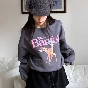 [디즈니정품]나비밤비 루즈핏 프린팅 기모 맨투맨_W4324