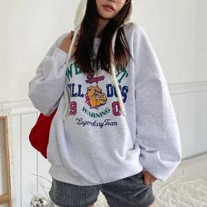 불독 오버핏 기모 프린팅 롱맨투맨_W4336