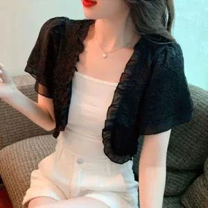 [하프클럽/]원피스 미니 반팔 여름 볼레로 쉬폰 레이스