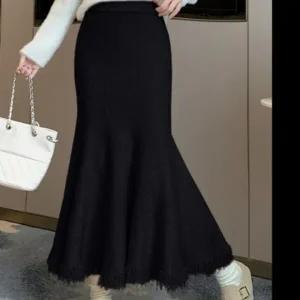 머메이드 밑단수술 니트스커트 멕시롱 인어라인 밴딩