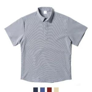 [하프클럽/]체크반팔 헨리넥 남자반팔셔츠 카라티 헨리넥남방