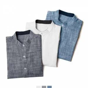 [하프클럽/]체크남방 7부셔츠 남자 화이트셔츠 차이나카라