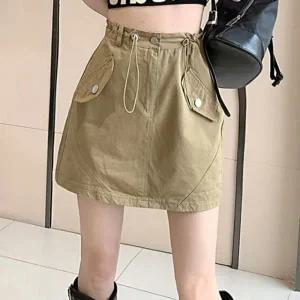 카고 포켓 미니 스커트 여성 하이웨이스트 치마