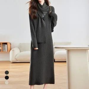 클라셰 루즈롱소프트원피스+머플러SET_B5W0430