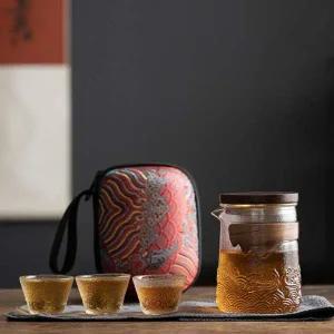 향우림 휴대용 내열유리 다기세트(3인) 다도