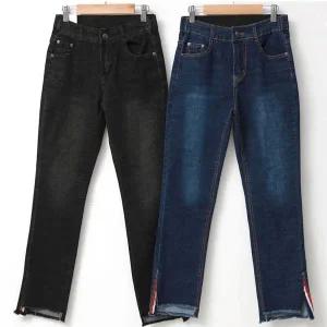 [하프클럽/]부츠컷 컷팅진 데님 여자 언발 나팔 청바지 팬