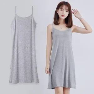 고품질 원피스 무지 홈드레스 여자 기본 끈나시 이너 슬립 (WFFUNOQ)