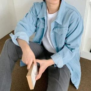 고품질 연청 재킷 블랙 캐주얼 데님 청자켓 트러커 생지 검정자켓 (WFFUNNE)