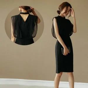 고품질 여자 오피스룩 원피스 정장 피로연 쉬폰 면접 프릴 여름 (WFFUNOT)