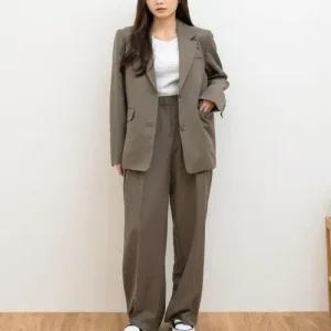 오버핏 빈티지룩 자켓 데일리 모던 여성 슬랙스 세트 WB1A0BD