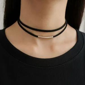 가죽 초커 목걸이 더블 스타일 악세서리 유니크 디자인