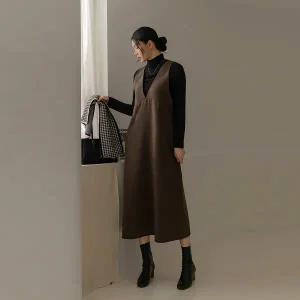 [엘리시아][66-110] 벤투 울 딥브이 나시 롱 원피스