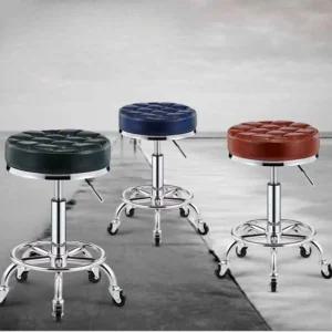 미용실 원형 바퀴의자 메이크업 바퀴 저소음 실버 커트의자