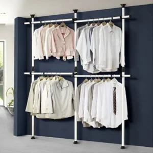 고정식 파이프 스탠드 선반 4단 행거 시스템 시스템행거 원룸행거 폴행거 옷걸이행거