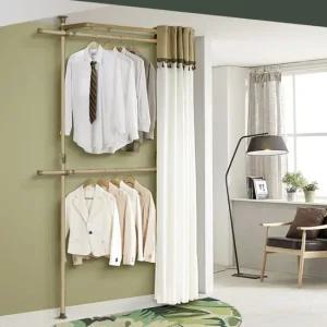 2단 고정식 커튼 파이프 스탠드 시스템 행거 시스템행거 원룸행거 폴행거 옷걸이행거