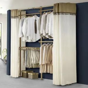 파이프 커튼 4단 고정식 스탠드 행거 시스템 시스템행거 원룸행거 폴행거 옷걸이행거