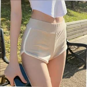 트레이닝 배색라인 돌핀 허리밴딩 핫팬츠