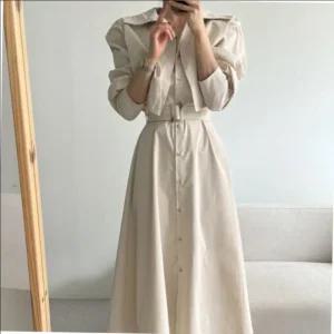 무드 트렌치 벨트 셔츠 롱원피스