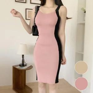 롱스커트 니트 민소매 원피스 나시 H라인 스판 슬림