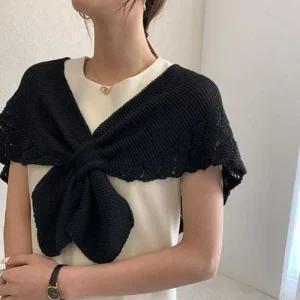 여성 케이프 니트 머플러 숄 어깨 망토 사무실 니트판초 조끼