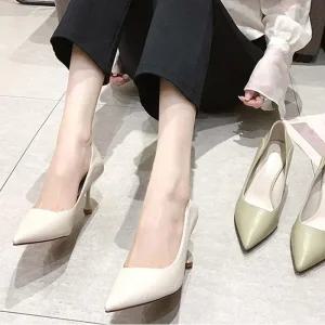 여성 오피스 스틸레토 펌프스 레더 하이힐 정장 구두