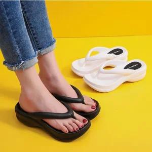 여성 웨지 EVA 쿠션 플랍 조리 쪼리 슬리퍼 키높이