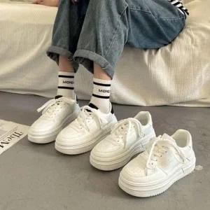 여성 스니커즈 키높이 데일리 베이직 통굽 배색