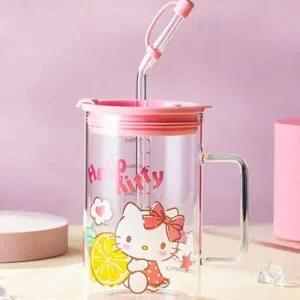 유리차컵 디자인 빨대컵 700ml 손잡이 있는 유리컵
